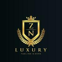 ZN Letter Initial with Royal Luxury Logo Template vector