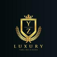 YZ Letter Initial with Royal Luxury Logo Template vector