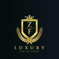 ZF Letter Initial with Royal Luxury Logo Template vector