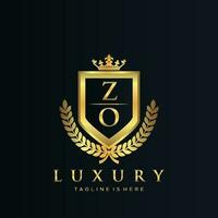 ZO Letter Initial with Royal Luxury Logo Template vector