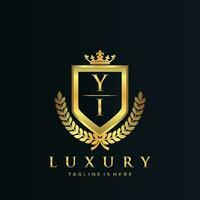 YI Letter Initial with Royal Luxury Logo Template vector