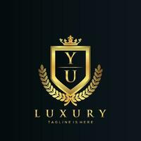 YU Letter Initial with Royal Luxury Logo Template vector