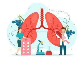 Pulmonologist Vector Illustration with Doctor Pulmonology, Lungs Respiratory System Examination and Treatment in Flat Cartoon Hand Drawn Templates