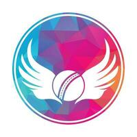 Cricket sports vector logo design template. Cricket ball with wings icon design.