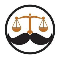 Strong law vector logo design concept. Scale and mustache icon vector design.