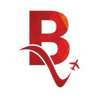 Letter B Air Travel Logo Design Template. B letter and plane logo design icon vector.. vector