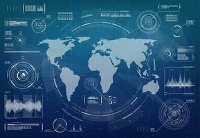 hud militar controlar interfaz con mundo mapa vector