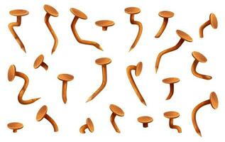 Rusty bent nails and heads vector