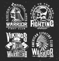 Tshirt print with ancient warriors, vector mascots