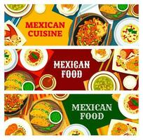 Mexican cuisine vegetable and meat food banners vector