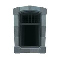 Cartoon medieval prison window with metal grate vector