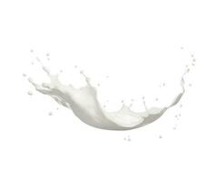 White milk wave splash with splatters and drops vector