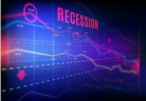Economics recession, crashed stock market graph vector
