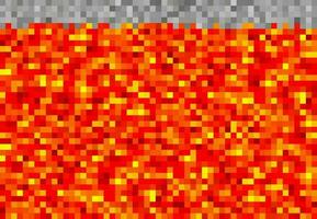 Cubic pixel lava, magma blocks pattern, pixel game vector