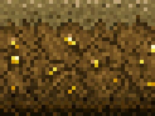 Golden ore, ground blocks pixel game background