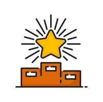 Gold star on ranking podium first place icon vector