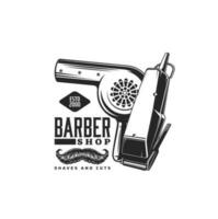 barbería icono con tijeras, Barbero tienda salón vector