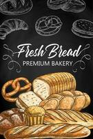 Bread and pastry chalkboard sketch vector banner