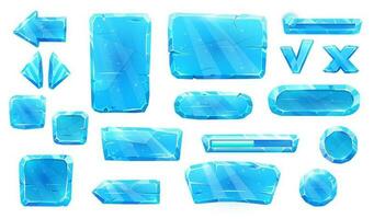 Ice crystal buttons, slider plates and arrow keys vector