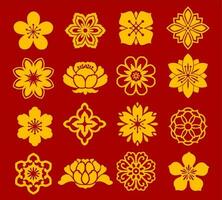 Asian floral chinese, japanese, korean patterns vector