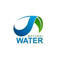 Natural water vector icon with dripping green leaf