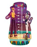 Kids height chart meter, shapito circus characters vector