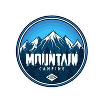 Mountain camping icon, tourism and rock climbing vector