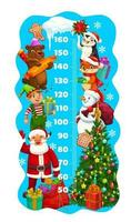 Kids height chart meter with Christmas characters vector