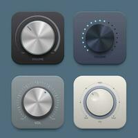 Music and sound volume knob button icons set vector