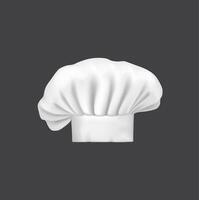 Realistic chef hat, cook cap and baker white toque vector