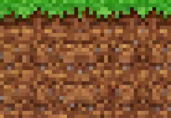 Pixel game background, block grass, ground pattern