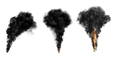 Black smoke and smog clouds with fire flames vector