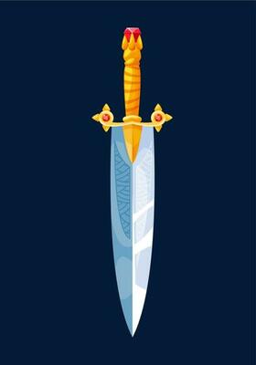 Magical cartoon dagger blade with golden handle