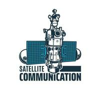 Telecommunication satellite, space technology icon vector