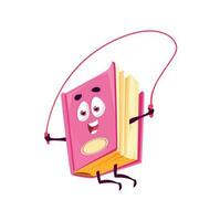 Textbook book jumping on rope cartoon character vector