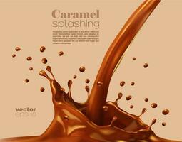 Sweet caramel flow and corona splash of chocolate vector