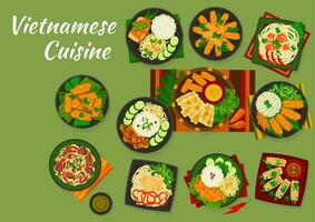 Vietnamese cuisine dishes of vector Asian food