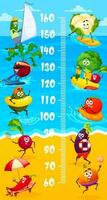 Funny vegetable summer vacation, kids height chart vector