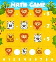 Lion, zebra and giraffe square animal faces, game vector