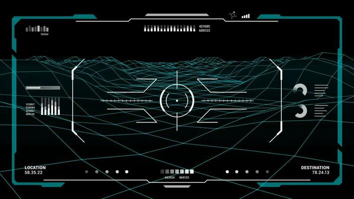 HUD futuristic monitor screen interface, target ui