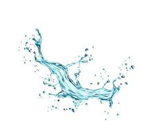 Clean water realistic vector splash with drops