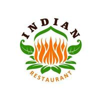 Indian cuisine restaurant icon, India food menu vector