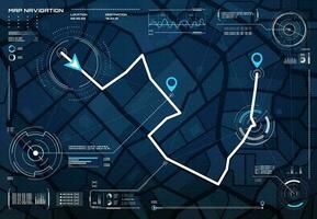 HUD navigation city map screen interface, compass vector