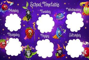 Timetable schedule, berry wizard, mage and fairy vector