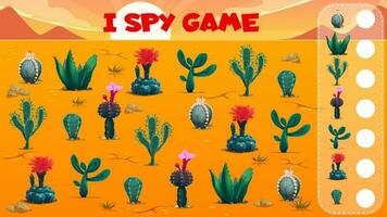 I spy game worksheet, Mexican cactus and desert vector