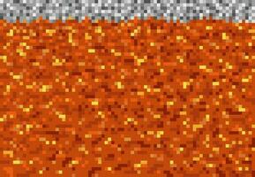 Lava magma pixel blocks pattern, game background vector