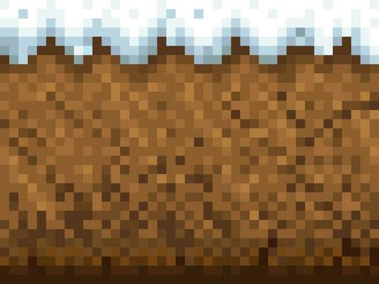 Ice, snow and ground blocks pattern, cubic pixel