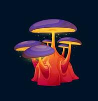 Fantasy magic toxic purple mushroom, alien fungus vector