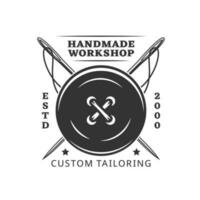 Sewing icon with vector button, needles, thread