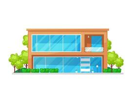 Luxurious home building with glass doors windows vector